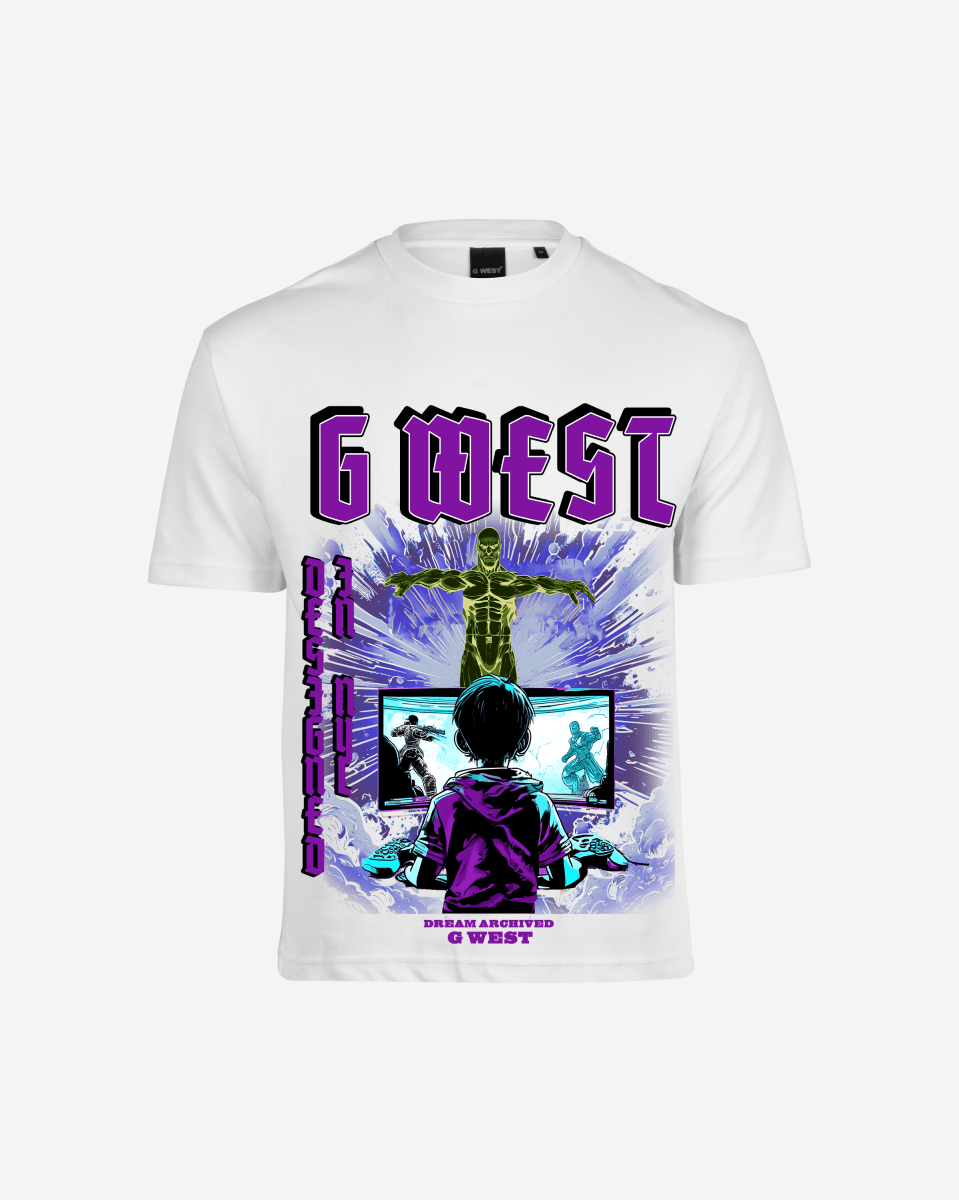 G-West G West Game of G Baby Blue Black Oversized T-Shirt Mens