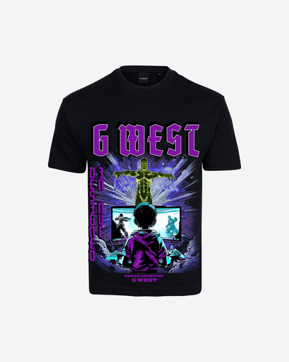 G-West G West Game of G Baby Blue Black Oversized T-Shirt Mens