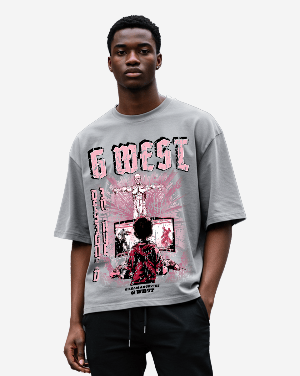 G-West G West Game of G Baby Blue Black Oversized T-Shirt Mens