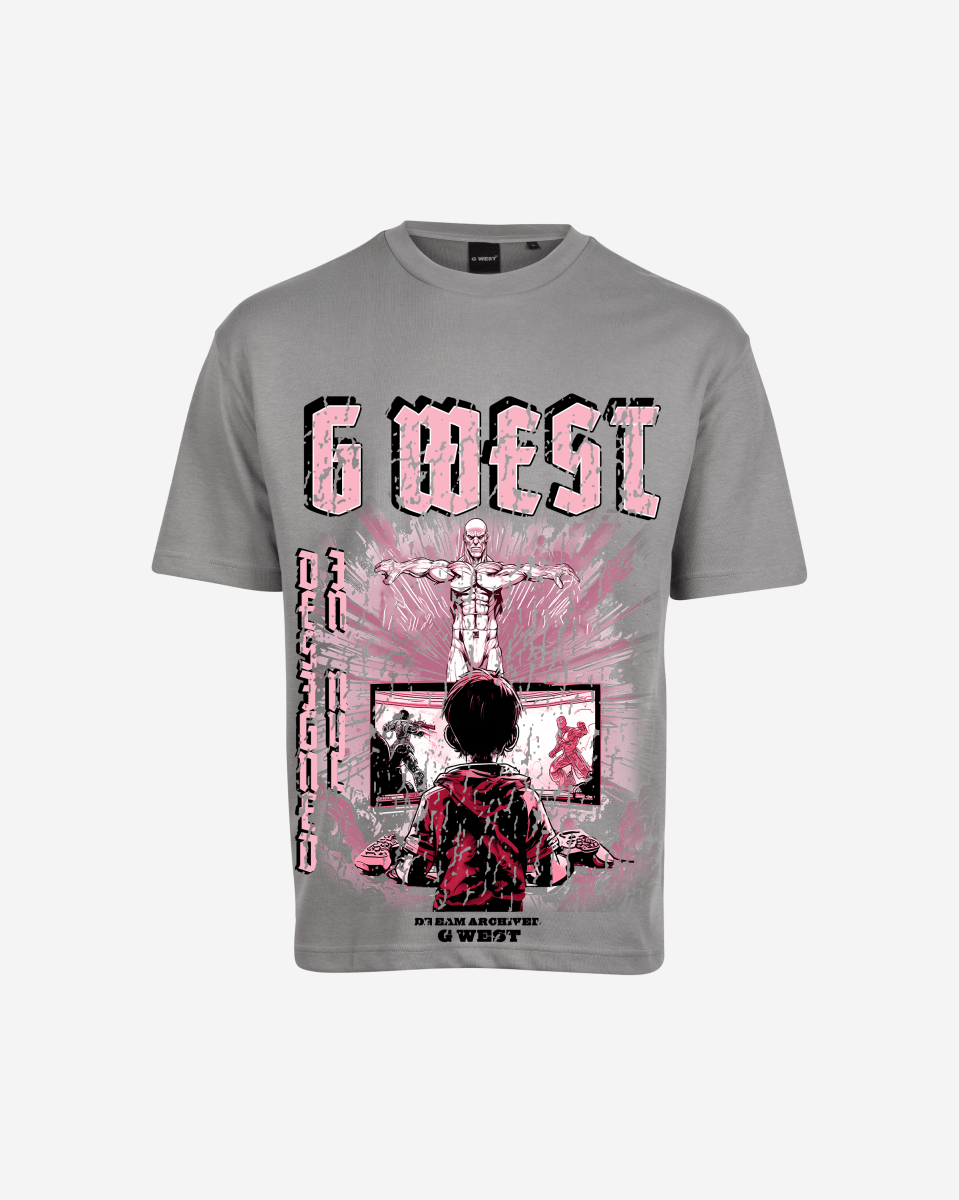 G-West G West Game of G Baby Blue Black Oversized T-Shirt Mens