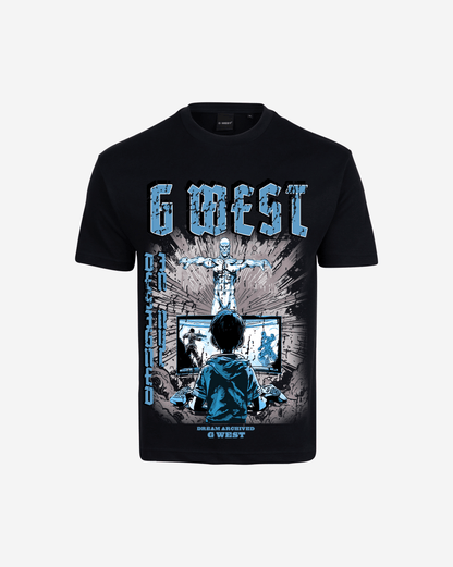 G-West G West Game of G Baby Blue Black Oversized T-Shirt Mens