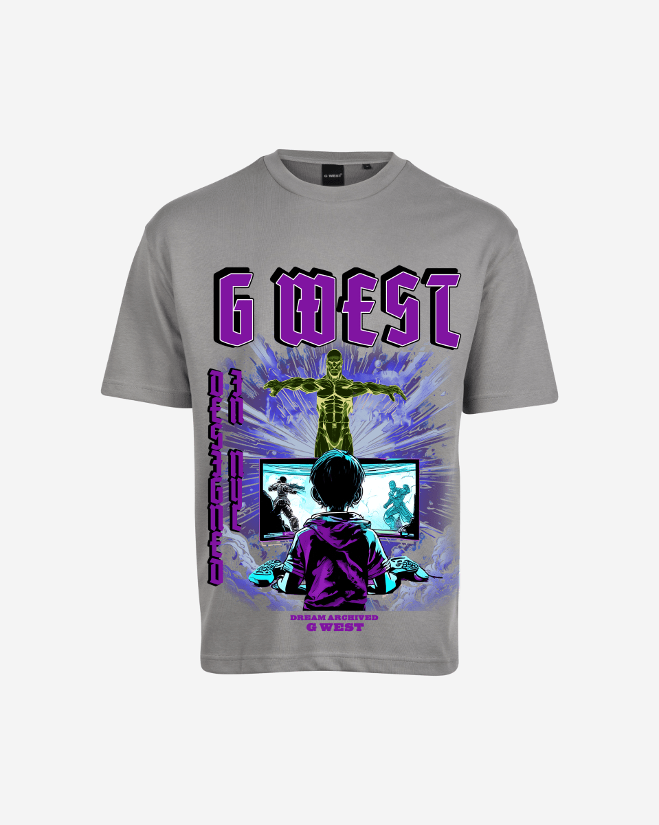 G-West G West Game of G Baby Blue Black Oversized T-Shirt Mens