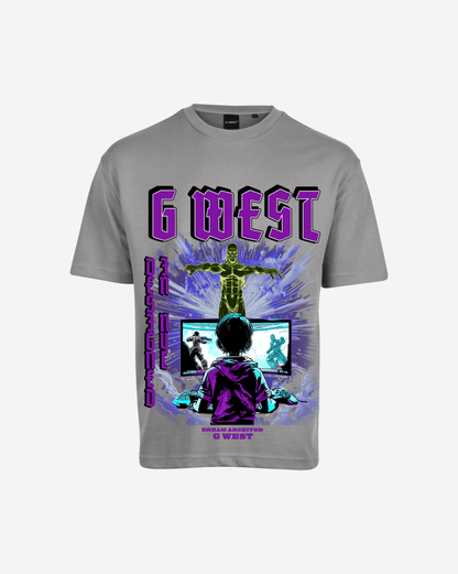 G-West G West Game of G Baby Blue Black Oversized T-Shirt Mens