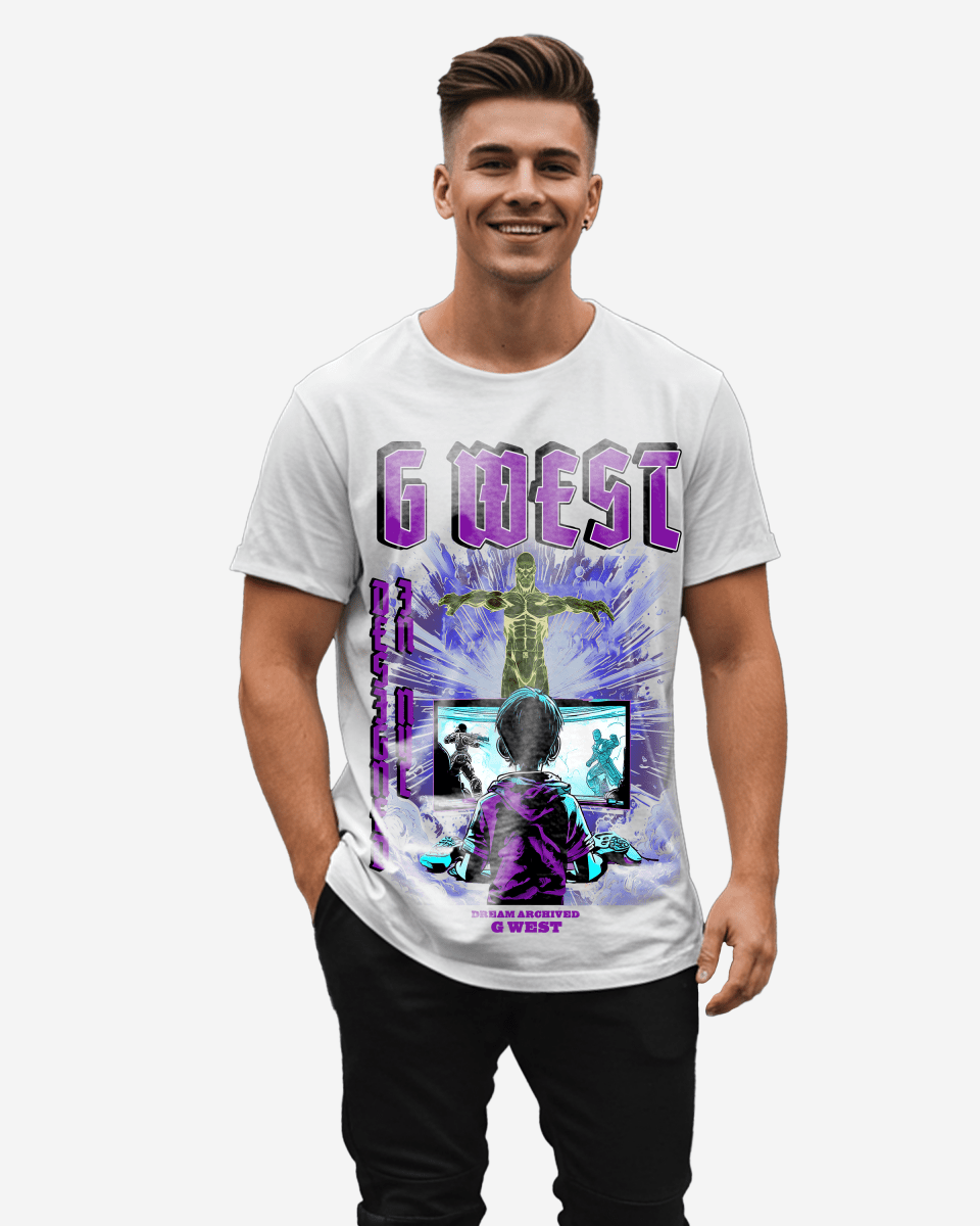 G-West G West Game of G Baby Blue Black Oversized T-Shirt Mens