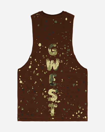 G  WEST LOGO ARMY TAN SPLATTRE BROWN TANKS