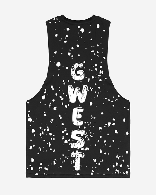G WEST LOGO MENS BLACK TANKS