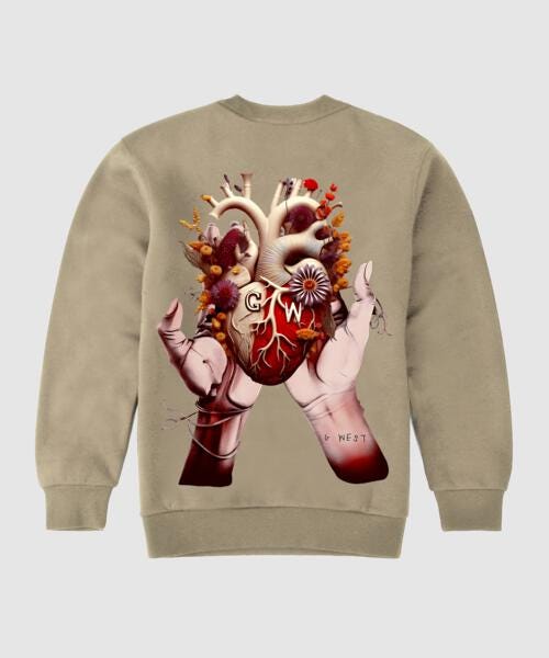 G-West G West Mens Flower Heart Crew
