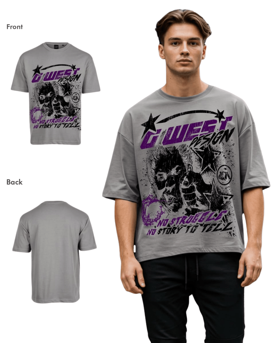 G West Mens No Struggle No Story Oversized Tee