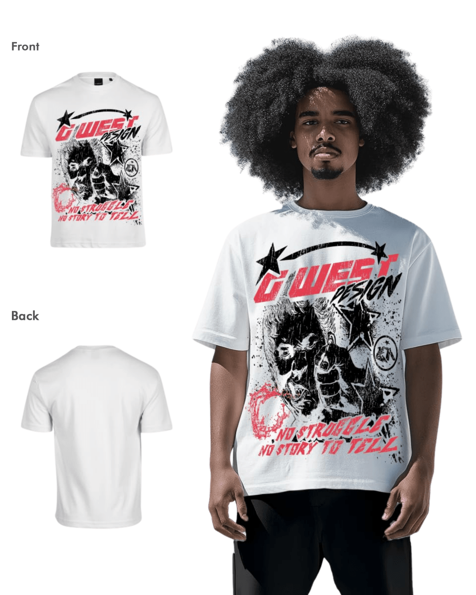 G West Mens No Struggle No Story Oversized Tee