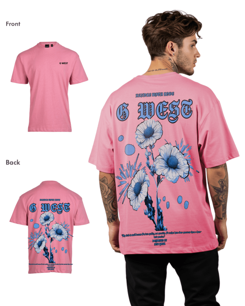 G West Mens Oversized Blue Garden Tee