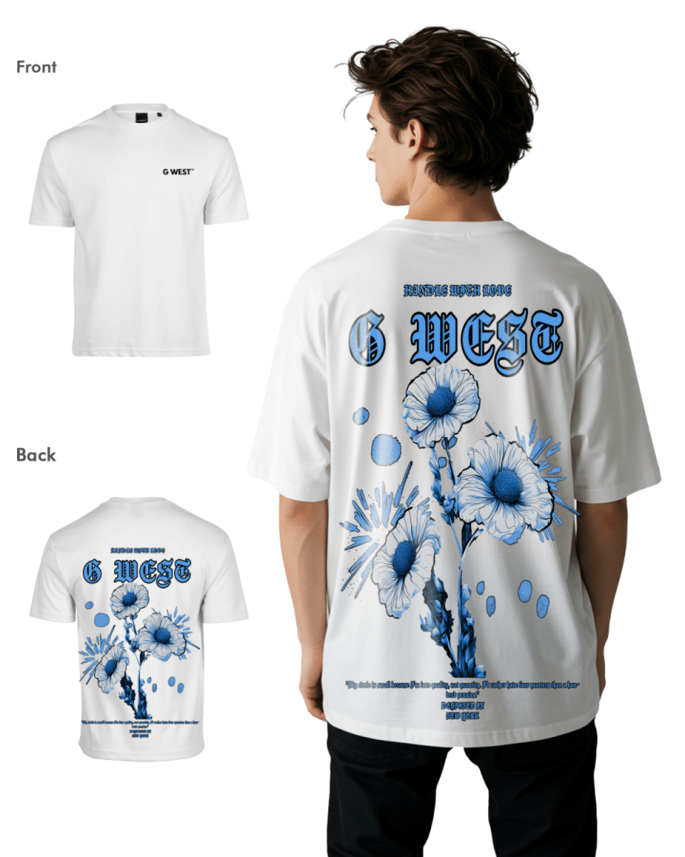 G West Mens Oversized Blue Garden Tee