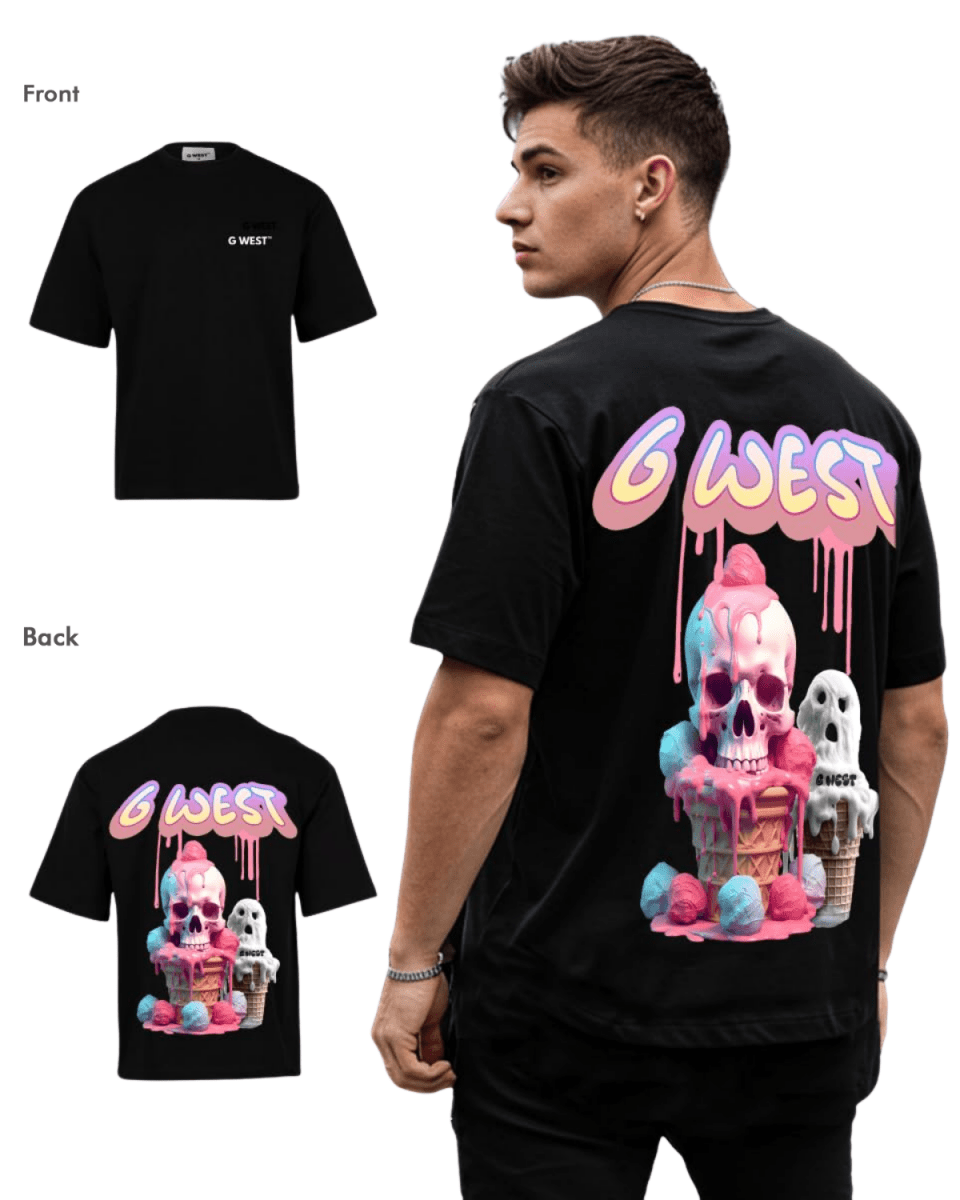 G West Mens Oversized Melting Ice Cream Tee