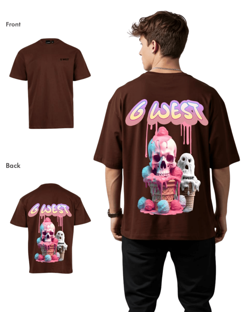 G West Mens Oversized Melting Ice Cream Tee
