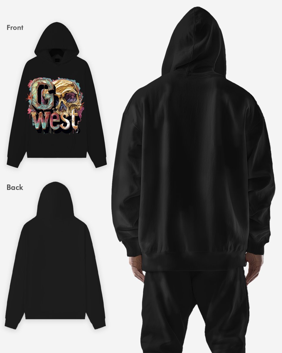 G West Mens Multicolor Skull Oversize Hoodie