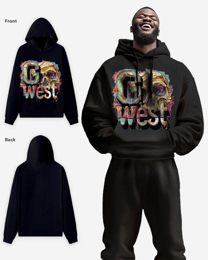 G West Mens Multicolor Skull Oversize Hoodie