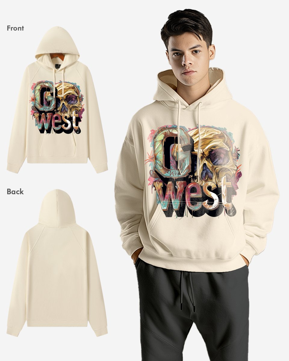 G West Mens Multicolor Skull Oversize Hoodie