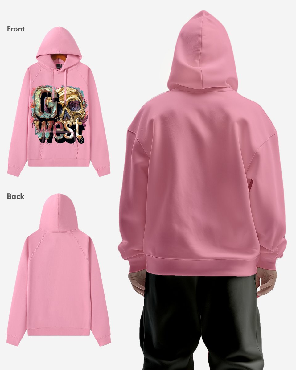 G West Mens Multicolor Skull Oversize Hoodie