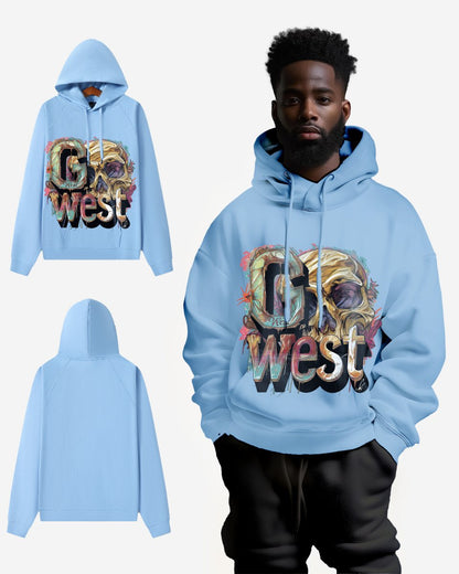 G West Mens Multicolor Skull Oversize Hoodie