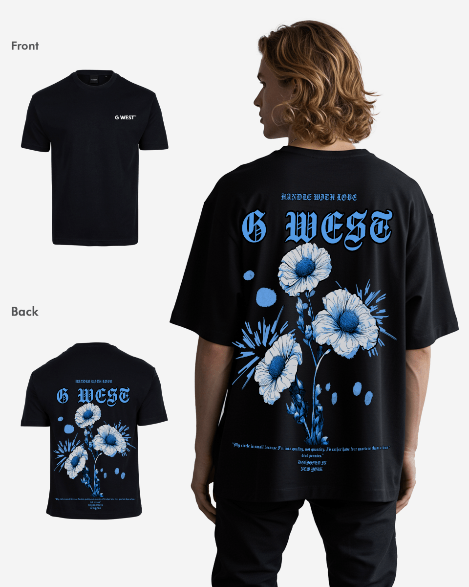 G West Mens Oversized Blue Garden Tee