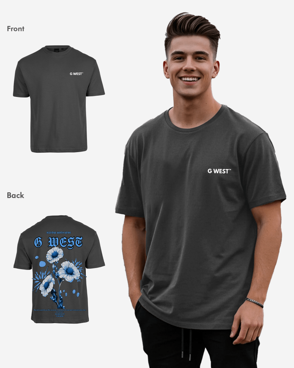 G West Mens Oversized Blue Garden Tee