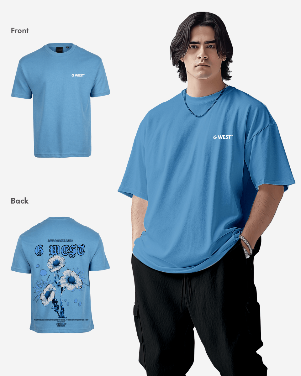 G West Mens Oversized Blue Garden Tee