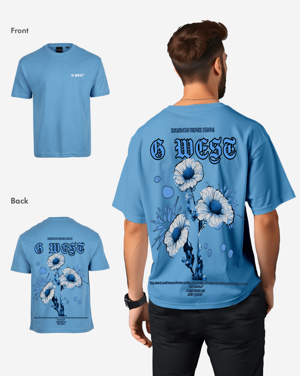 G West Mens Oversized Blue Garden Tee