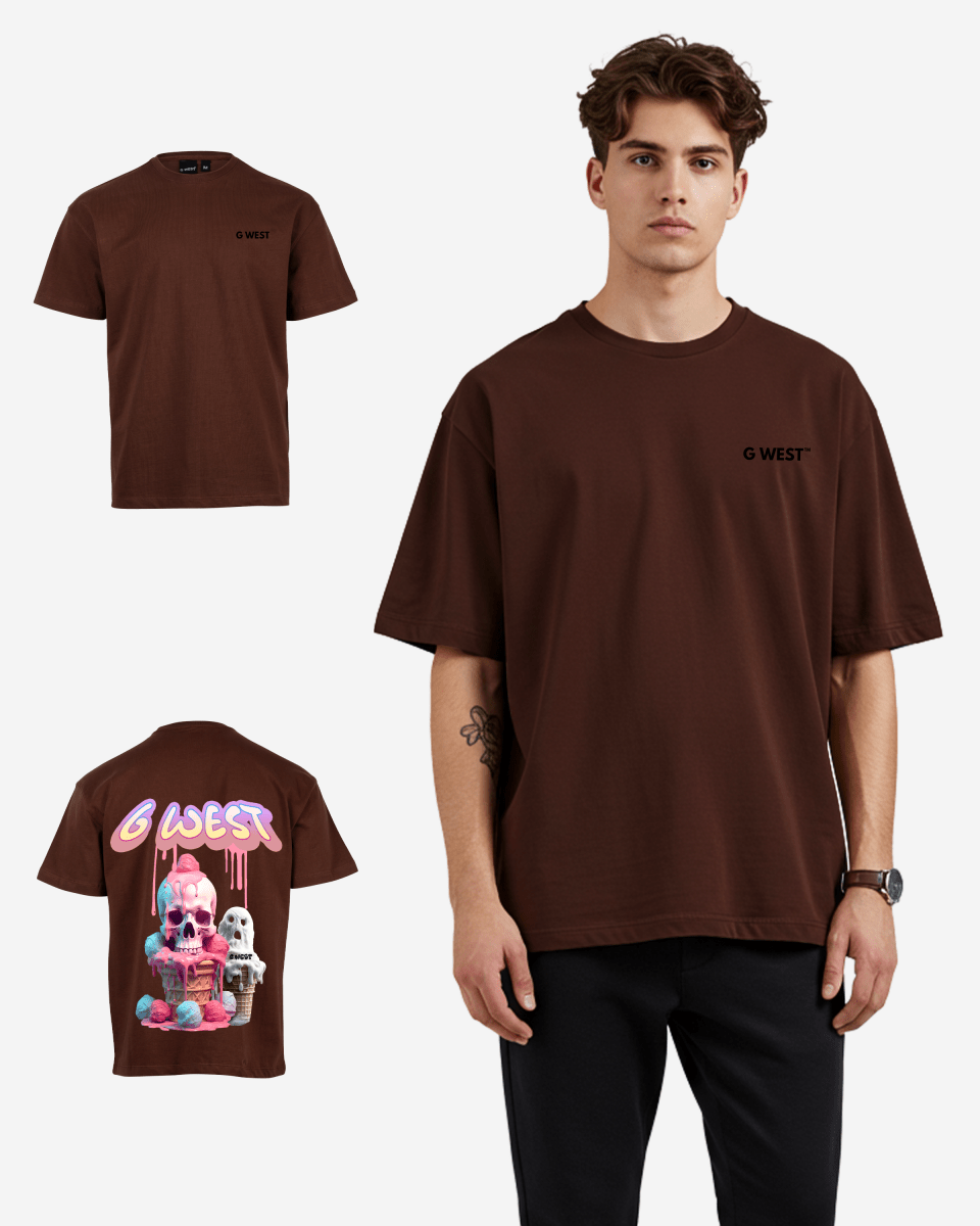 G West Mens Oversized Melting Ice Cream Tee