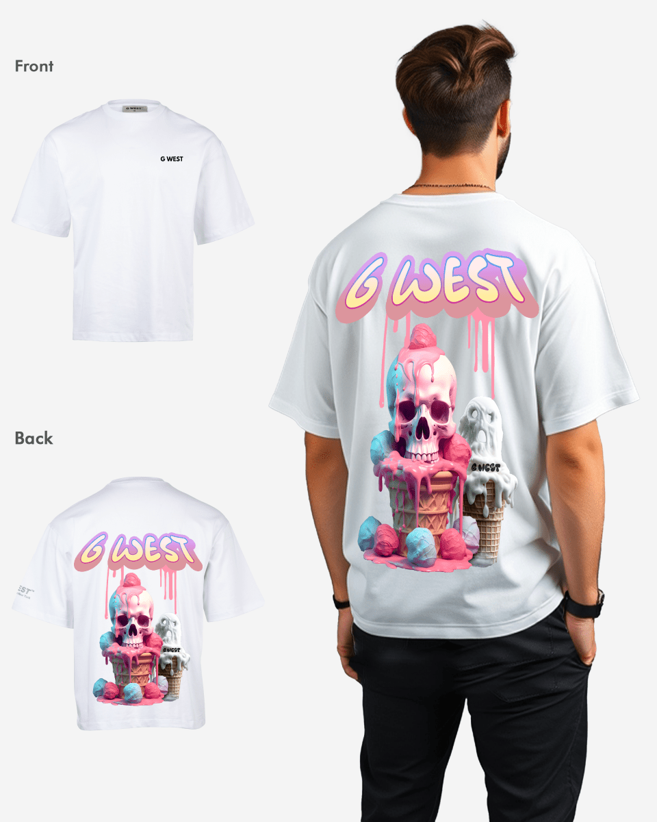 G West Mens Oversized Melting Ice Cream Tee