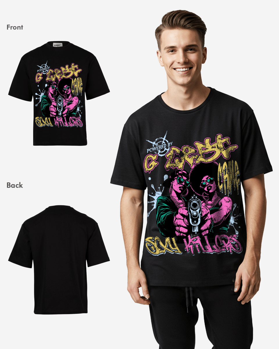 G West Rhinestone Trigger Twins Oversized Tee