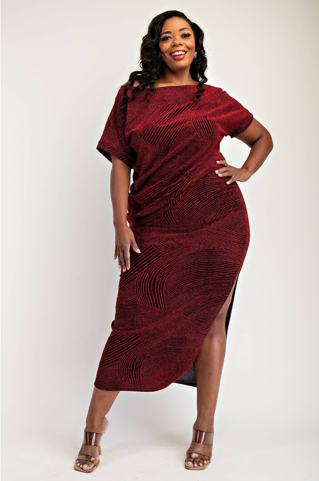 Gia 大尺碼亮片針織短袖上衣