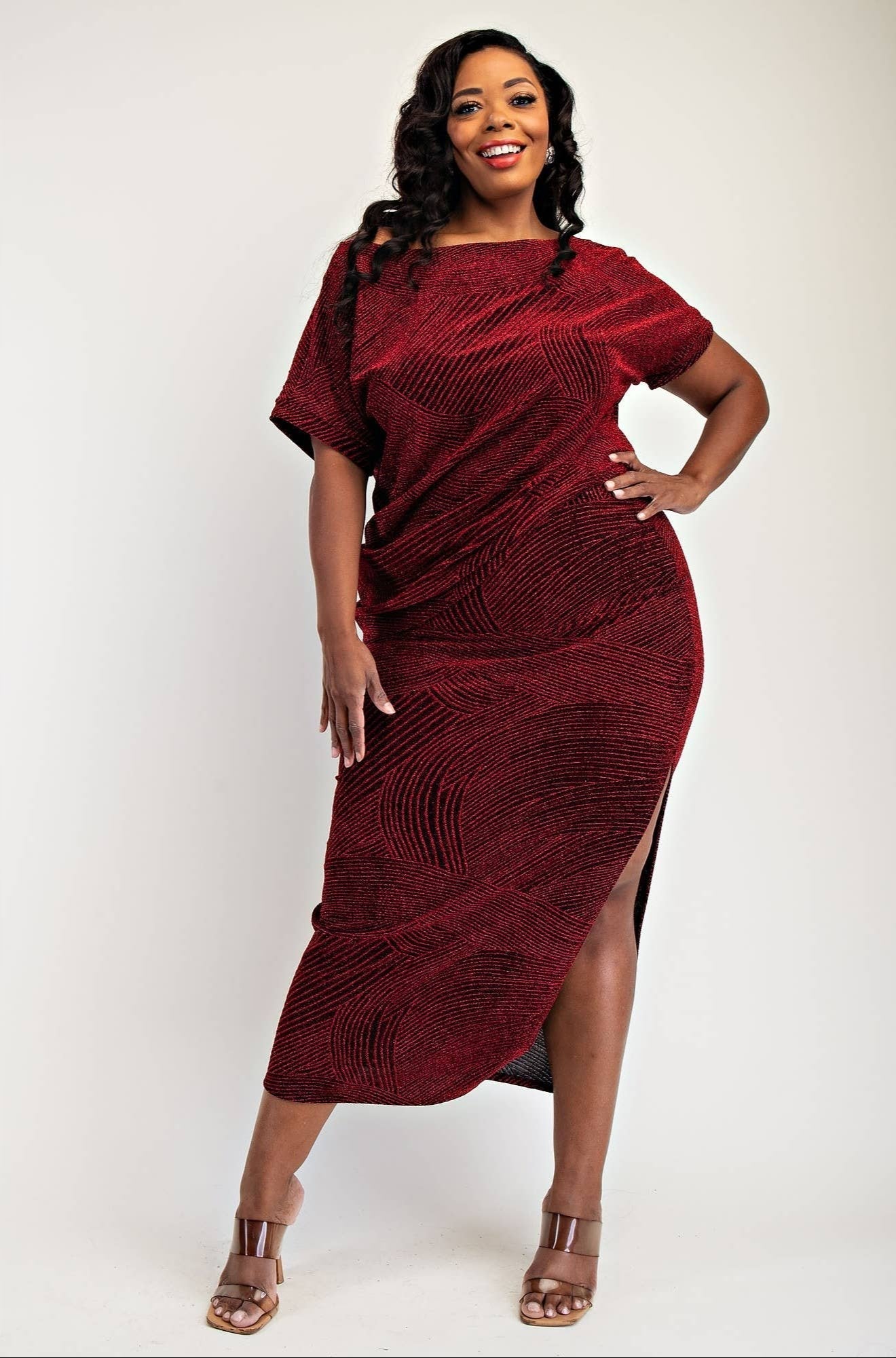 Gia 大尺碼亮片針織短袖上衣