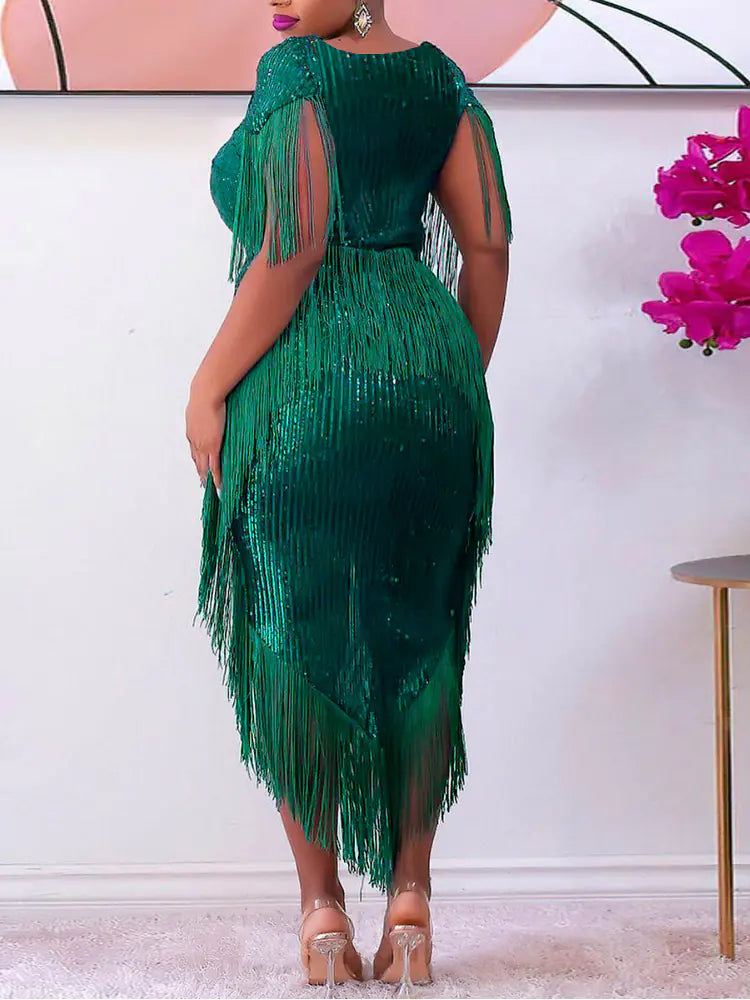 Plus Size Long Dress with Sequins for Women