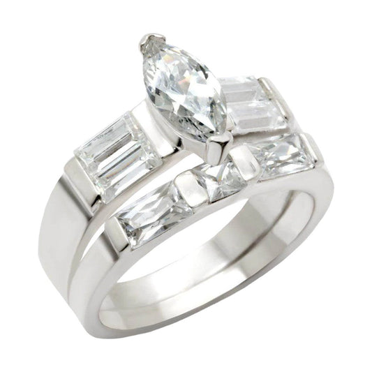 VacationGrabs High Polished Silver Engagement Ring