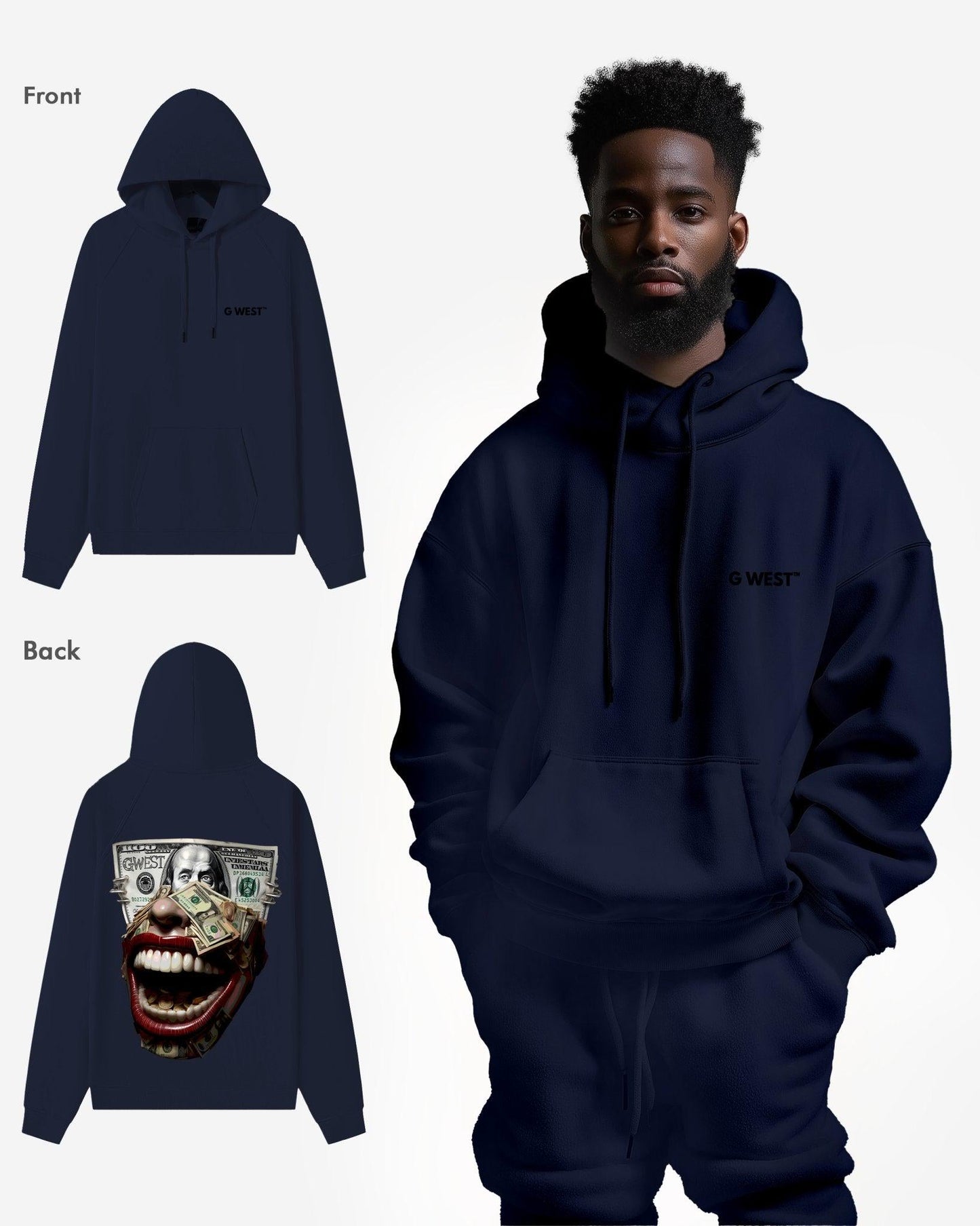 G West Mens Money Mouth Heavy Premium Hoodie