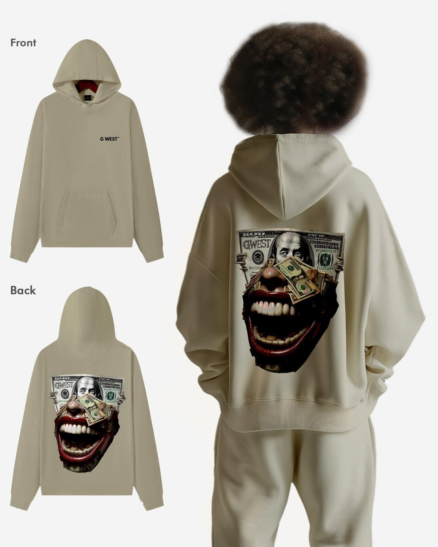 G West Mens Money Mouth Heavy Premium Hoodie