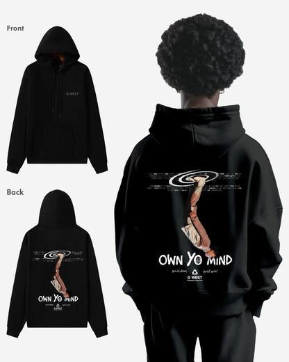 G West Mens Own Yo Mind Heavy Premium Oversized Hoodie