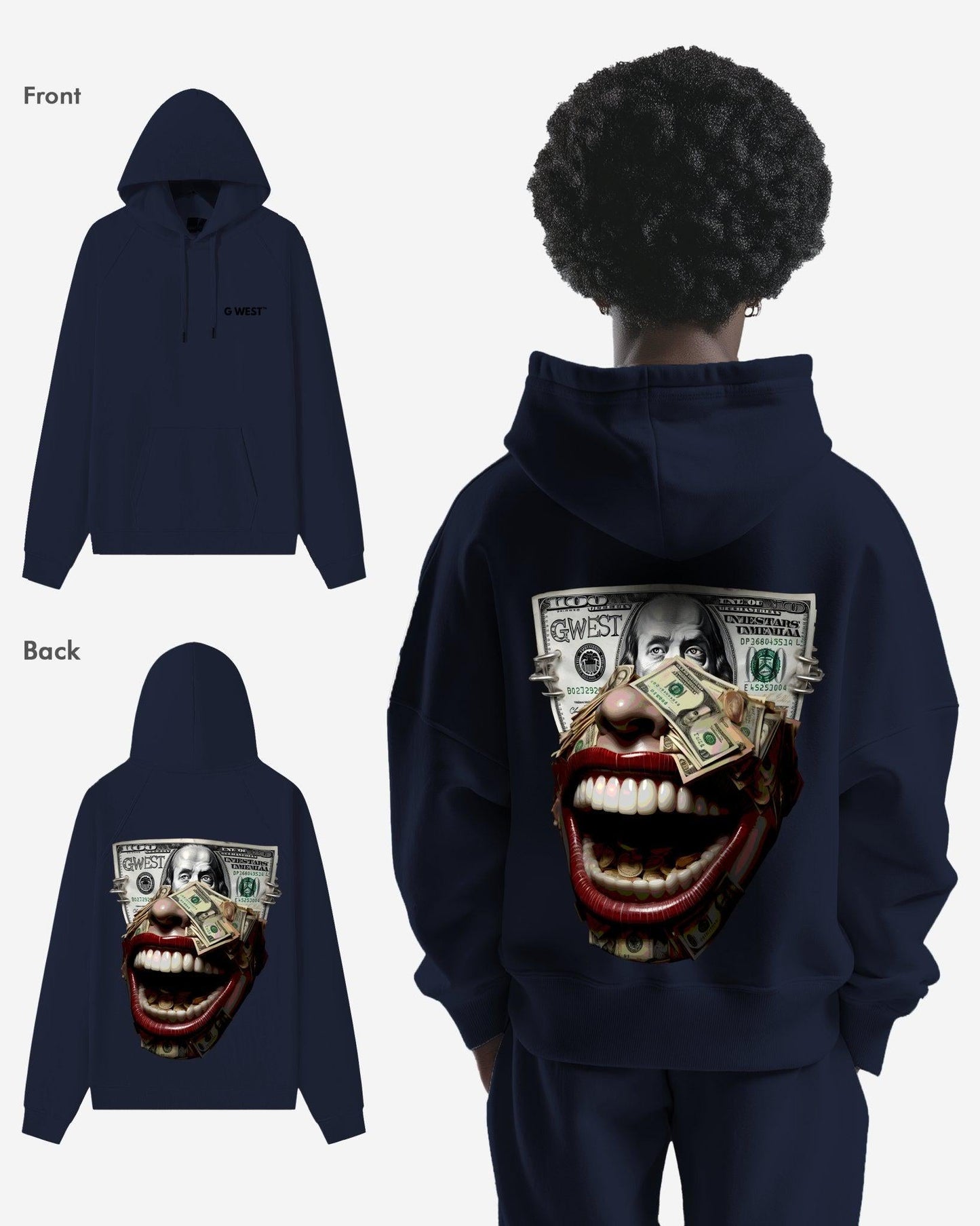 G West Mens Money Mouth Heavy Premium Hoodie