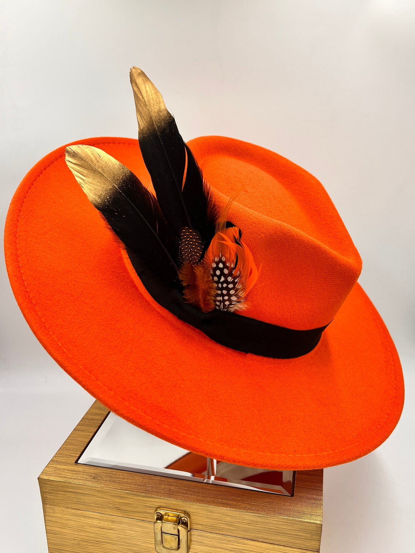 Luxury Bow tie Fedora Hat -Tangerine