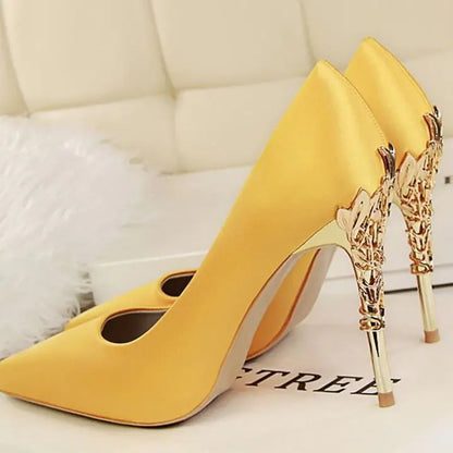 White Satin High Heels for Women - Stylish Pointed Shoes