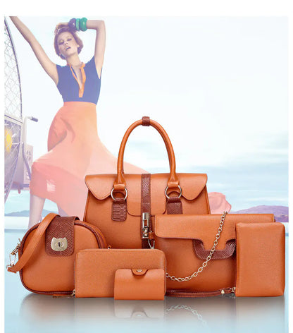 Trendy European Style Snake Print Shoulder Bag Set