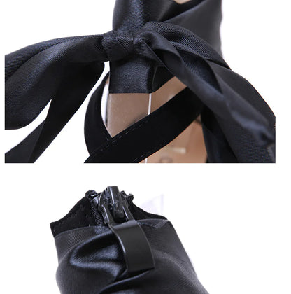 舒適緞帶性感尖頭高跟涼鞋