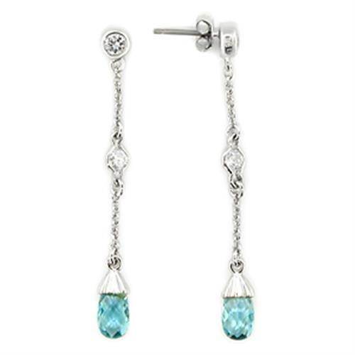 Pendientes de mujer - Plata de ley 925 rodiada azul Londres