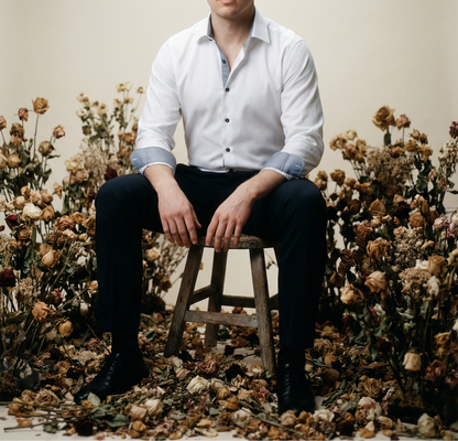 Joseph Button-Up Shirt With Contrast Details // White // Contemporary Fit (Regular)