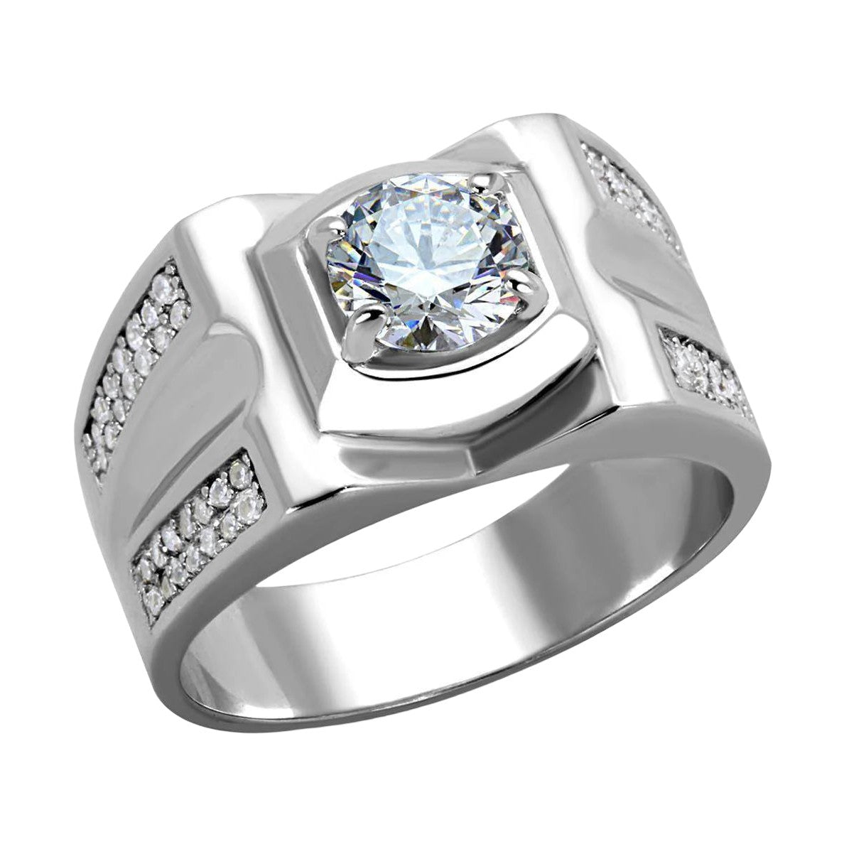 VacationGrabs Men's Rhodium 925 Sterling Silver Ring