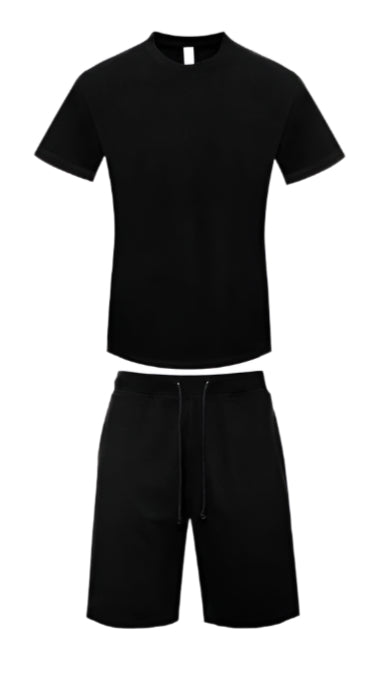 Generation XYZ Mens Heavyweight Jersey Short Set - Black