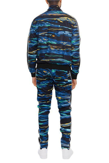 Conjunto de chándal con cremallera completa y estampado para hombre