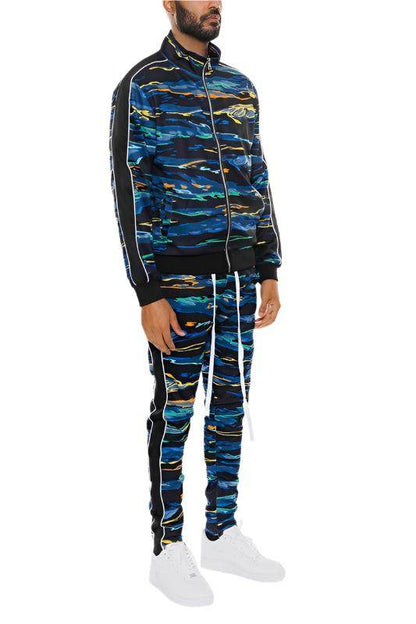 Conjunto de chándal con cremallera completa y estampado para hombre