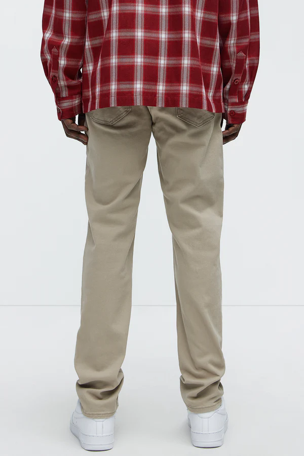 男士修身卡其牛仔褲 - 時尚舒適