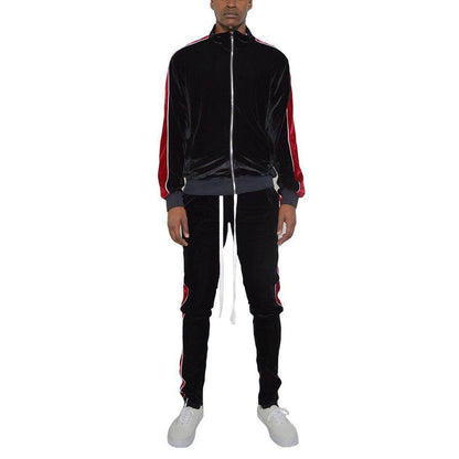 Mens Velour Track Set - Stylish 2PC Outfit