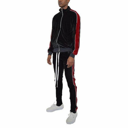 Mens Velour Track Set - Stylish 2PC Outfit